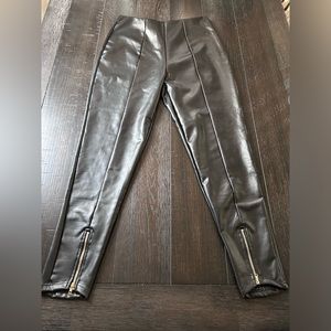 SHEIN size Large faux leather leggings with gold zipper